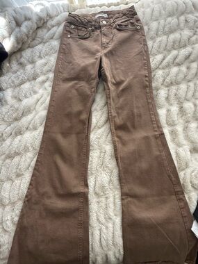 Garage Brown Wide Leg Flare Jeans